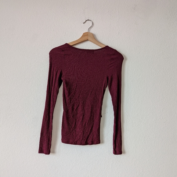 UO Project Social T Lace Up Ribbed Long Sleeve Tee Shirt - Picture 5 of 7